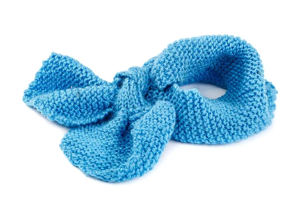 Blue knitted scarf isolated on white background — Stock Photo, Image