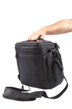 Beyaz bir arka plan üzerinde izole fotoğraf çantası