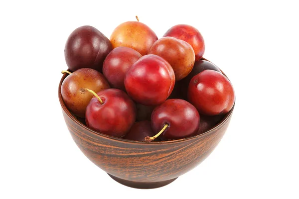 Ripe plum fruits on a white background — Stock Photo, Image