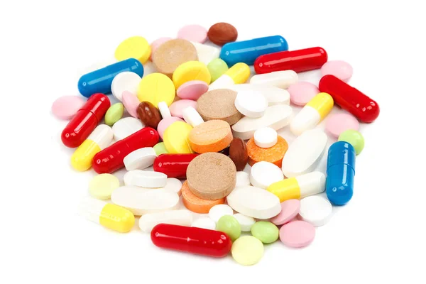 Tabletter Kapslar Isolerade Vit Bakgrund Läkemedel — Stockfoto