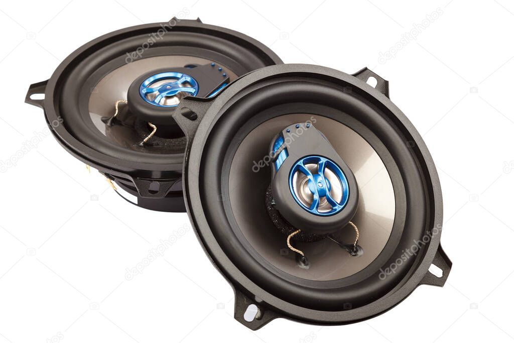 Car speakers isolated on a white background.
