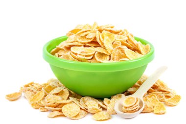 Corn flakes isolated on a white background.