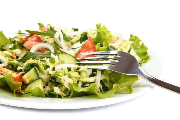 Insalata Verdure Fresche Isolata Sfondo Bianco — Foto Stock