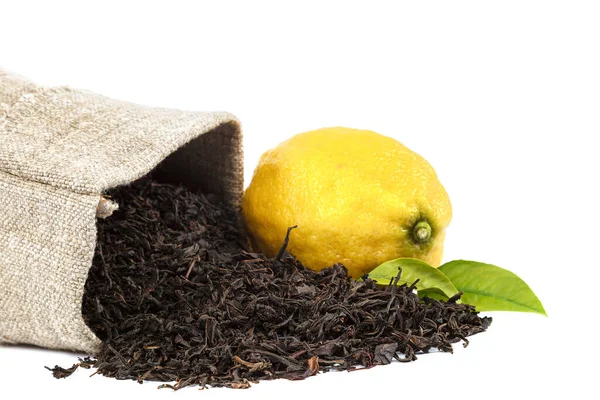 Limone Foglia Nero Isolato Sfondo Bianco — Foto Stock