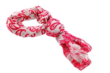 Beyaz arkaplanda izole edilmiş renkli şal eşarbı.