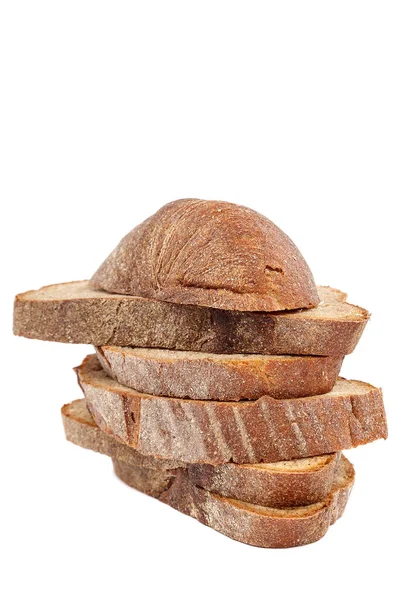 Råg Och Vete Bröd Limpa Isolerad Vit Bakgrund — Stockfoto