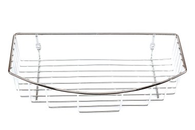 Metal kafes raf beyaz arkaplanda izole.