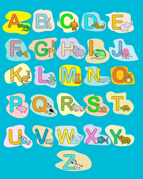 Alphabet baby animals ABC children color poster