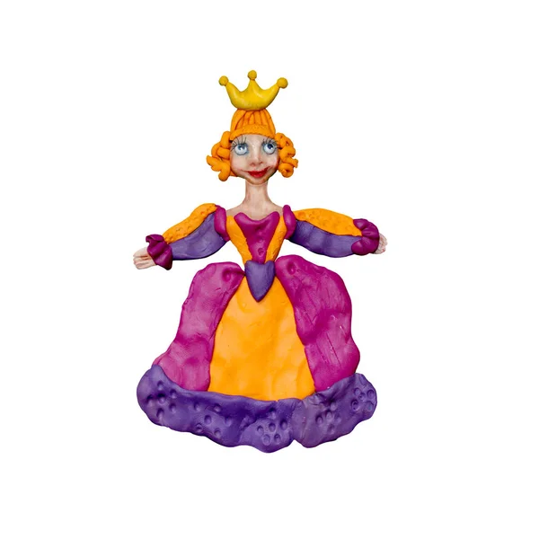 Plasticine  princess 3D rendering  sculpture isolated on white — Stock Photo, Image