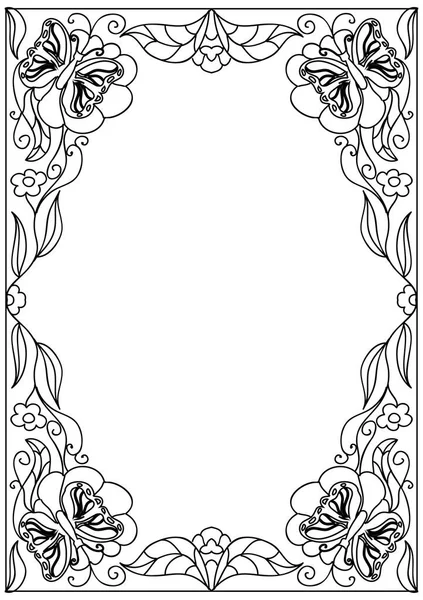 Marco floral decorativo para colorear página — Vector de stock