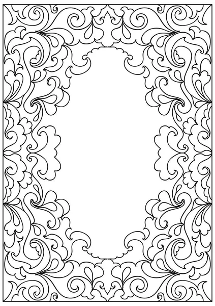 Marco floral decorativo para colorear página — Vector de stock