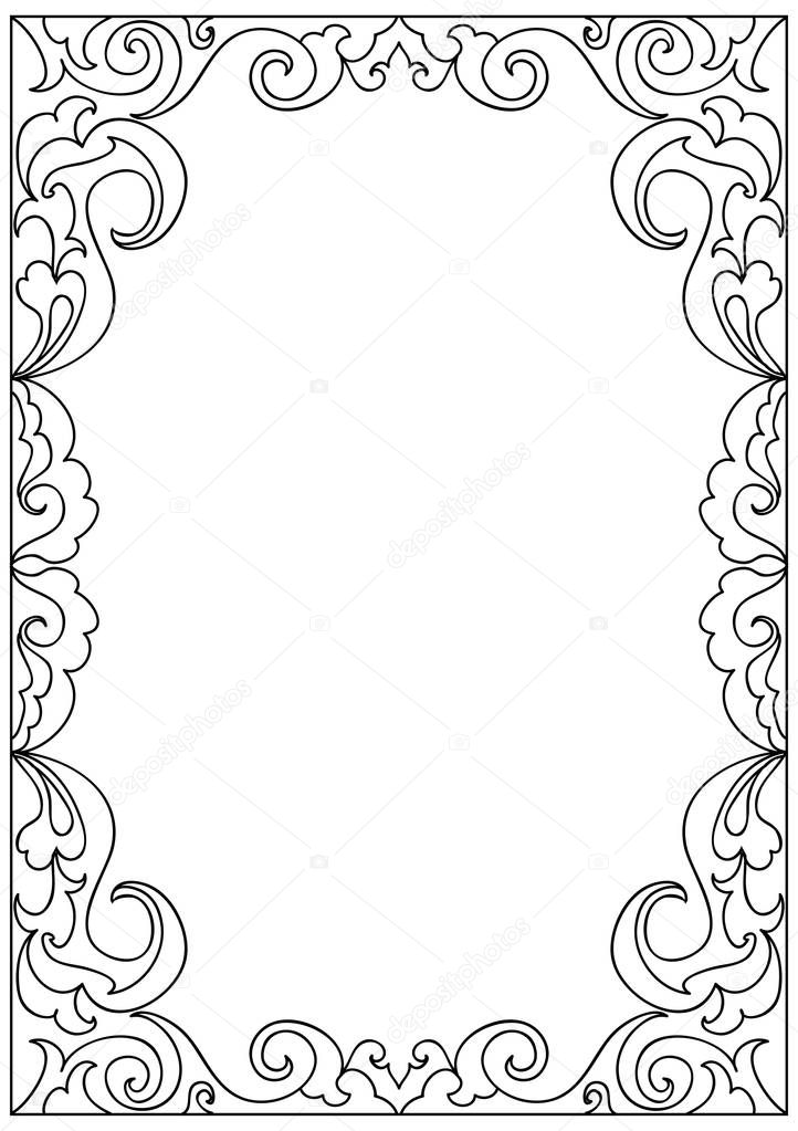 Decorative floral   frame coloring page