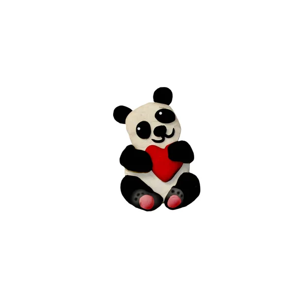 Plasticine  baby panda sculpture isolated — Stock Photo, Image