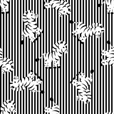Çizgi film bebek zebra hayvan düz seamless modeli