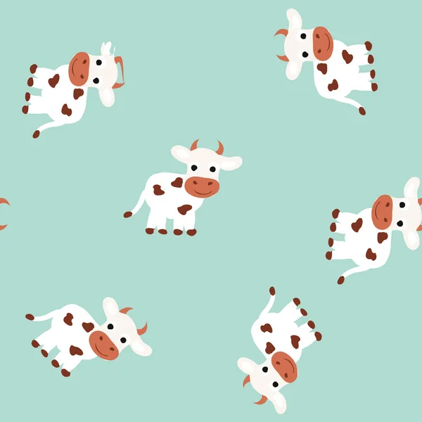 Cartoon Baby  cow animal flat seamless pattern