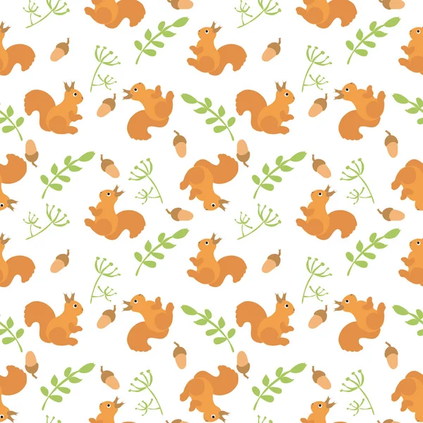 Cartoon Baby  squirrrel animal flat seamless pattern — Stock Photo, Image