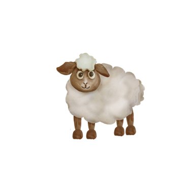 Hamuru 3d bebek hayvan heykel izole koyun