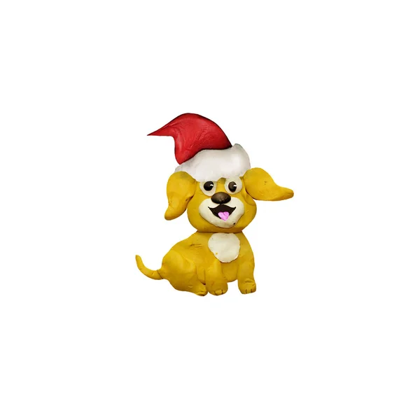 Knetmasse 3d Weihnachten chinesisches Neujahrssymbol gelber Hund — Stockfoto