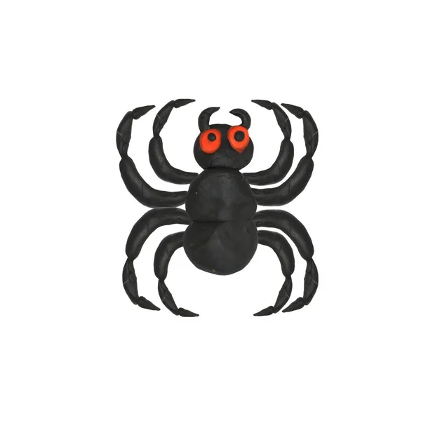 Halloween Plasticine zwarte spin 3D-pictogram — Stockfoto
