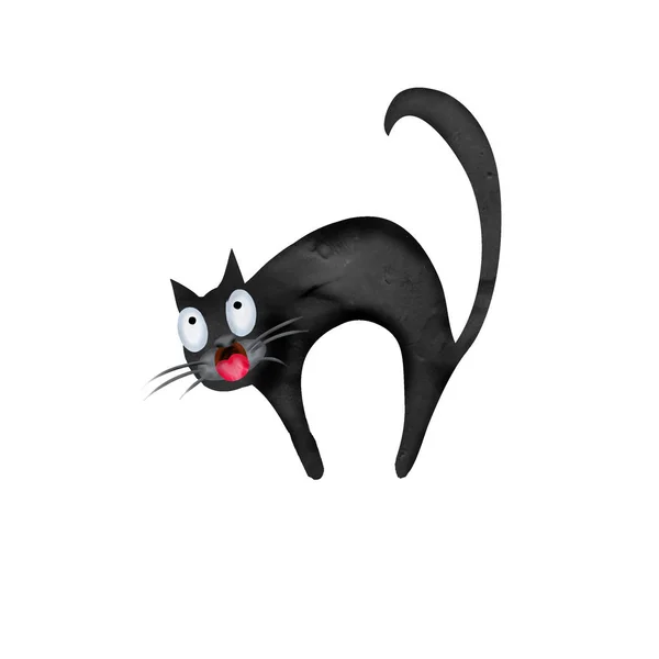 할로윈 플라스 티 신 검은 고양이 3d 아이콘 — 스톡 사진