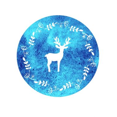 Suluboya arka plan karede geyiği siluet