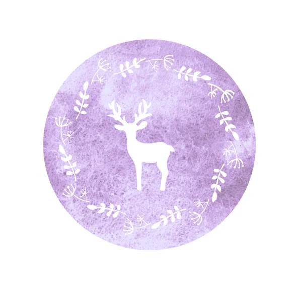 Suluboya arka plan karede geyiği siluet