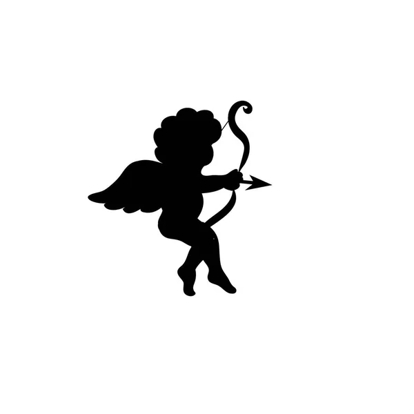 San Valentino Cupido Tatuaggio Silhouette Isolato Bianco — Foto Stock