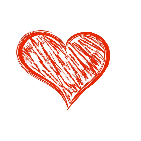 Día San Valentín Mano Dibujado Corazones Rojos Aislados Blanco —  Fotos de Stock