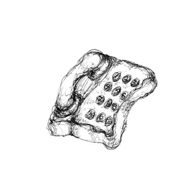 Retro telefon nesne kroki üzerinde beyaz izole 