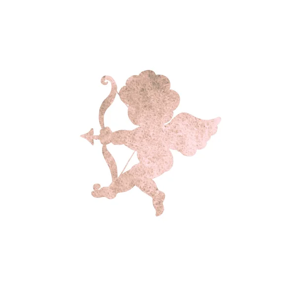 Valentine Dag Cupid Aquarel Silhouet Geïsoleerd Wit — Stockfoto