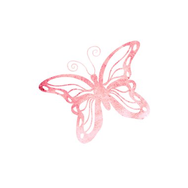 Beyaz arka plan üzerinde izole kelebek suluboya siluet