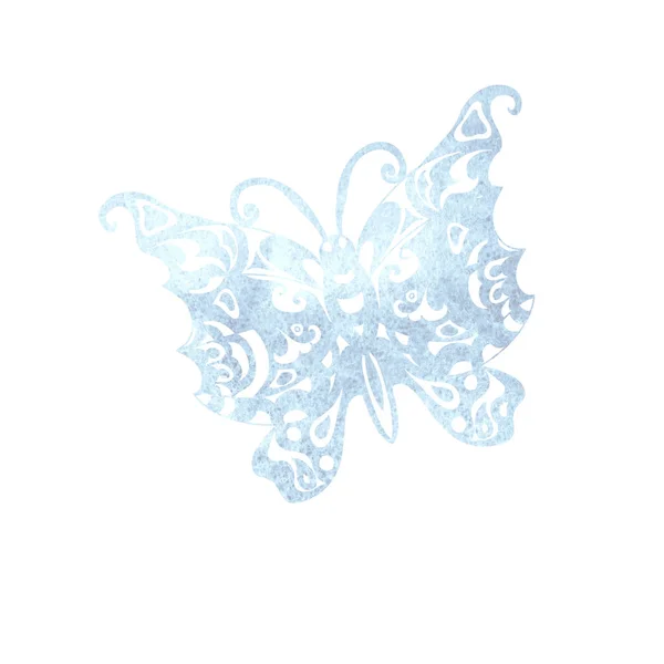 Motýl Akvarel Silueta Izolovaných Bílém Pozadí — Stock fotografie