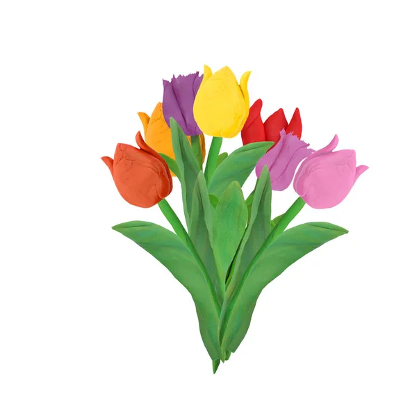 Pasqua Primavera Tulipani Isolati Sfondo Bianco — Foto Stock
