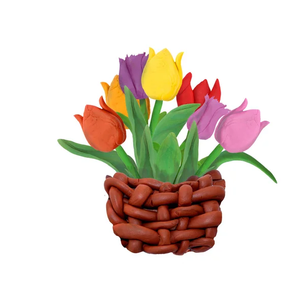 Pasen Lente Tulpen Geïsoleerd Witte Achtergrond — Stockfoto