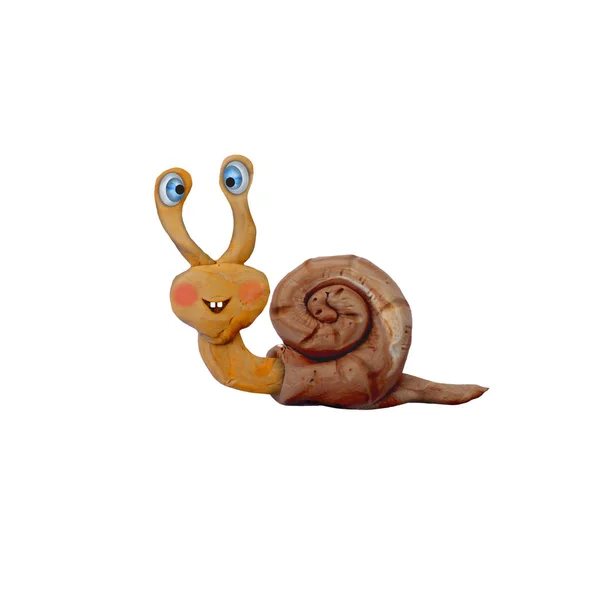 Plasticine Caracol Cartoon Personagem Escultura Renderização Isolado Fundo Branco — Fotografia de Stock