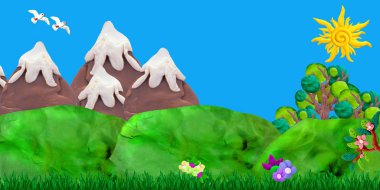 3D render oyun orman arka plan metin alanı ile