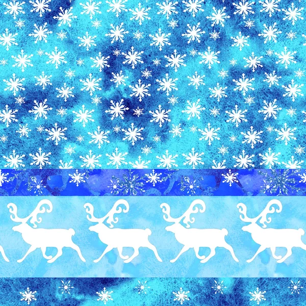 Watercolor Scandinavian Christmas Seamless Border Deers — Stock Photo, Image