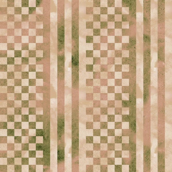 Watercolor Glitter Chess Strips Seamless Pattern — 스톡 사진