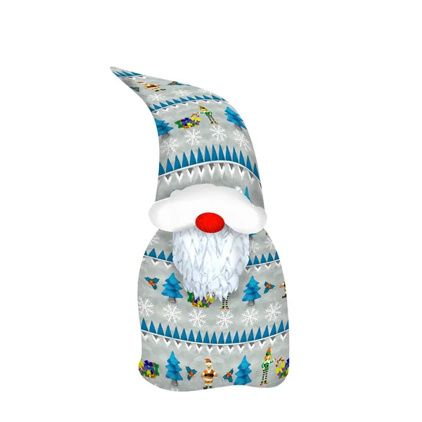 Πλαστικίνη Norvegian Santa Gnome Απομονωμένη Λευκό — Φωτογραφία Αρχείου