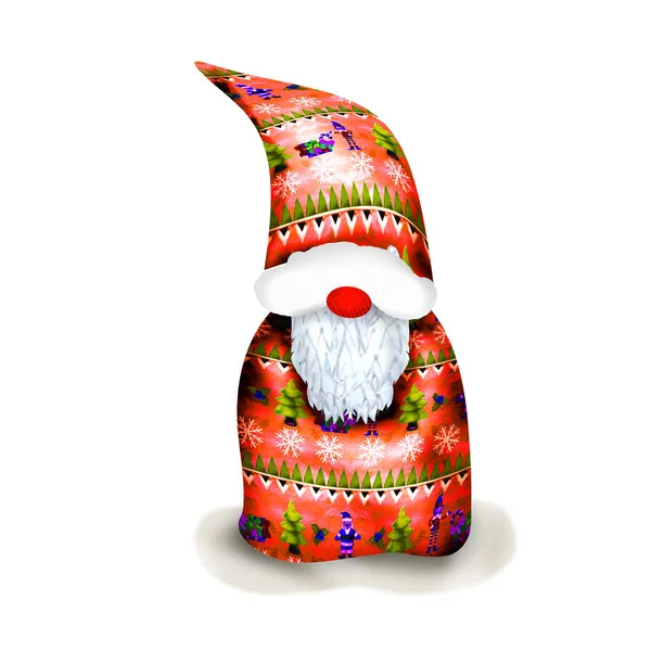 Plasticyna Norweski Santa Gnome Izolowane Białym — Zdjęcie stockowe