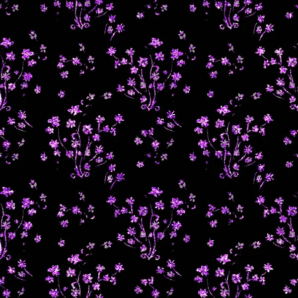 概要花飾りタペストリーキラキラ輝くシームレスパターン — ストック写真