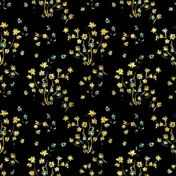 概要花飾りタペストリーキラキラ輝くシームレスパターン — ストック写真