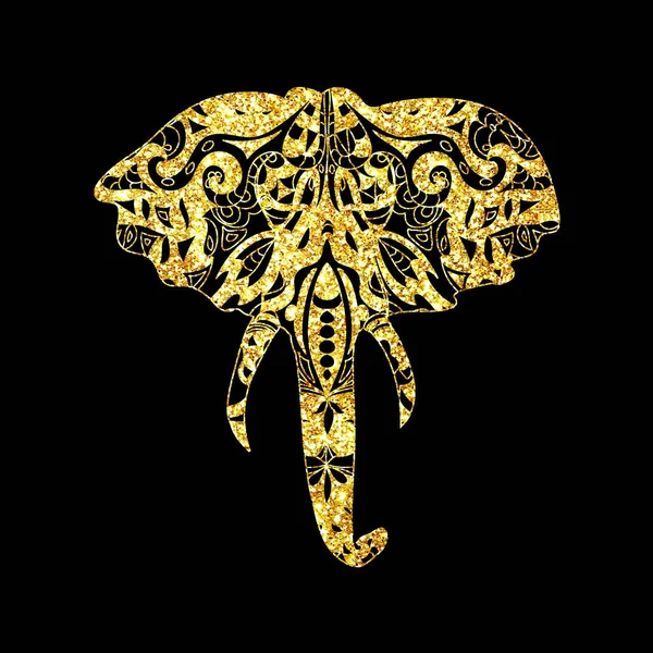 Glitter Mano Disegnato Artistico Elefante Mandala Oggetto Scintillante Isolato Sfondo — Foto Stock