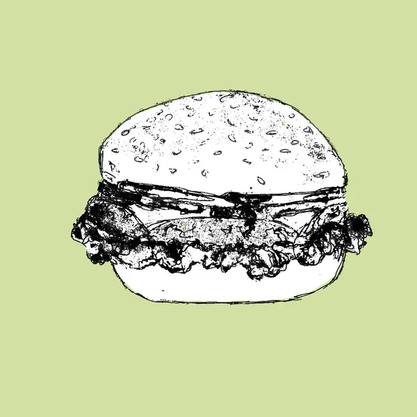 Fast Food Skecz Monochromatyczne Czarny Biały Projekt Graficzny Ikona Izolowane — Zdjęcie stockowe