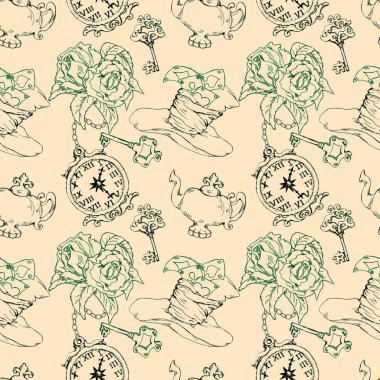 Alice Harikalar Diyarında kusursuz desen renklendirme sayfasını izole etti. 