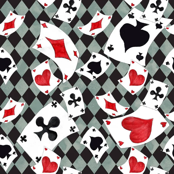  Alice Harikalar Diyarında tatlı suluboya nesneler kusursuz desen oluşturdu