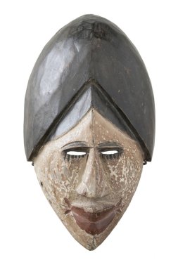Beyaz arka plan üzerinde antika ahşap maske