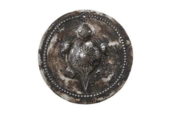 Beyaz arka plan üzerinde antik gümüş tabak — Stok fotoğraf