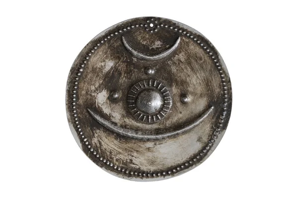 Starožitný stříbrný talíř na bílém pozadí — Stock fotografie