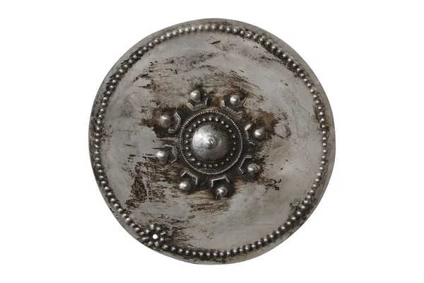 Placa de prata antiga no fundo branco — Fotografia de Stock